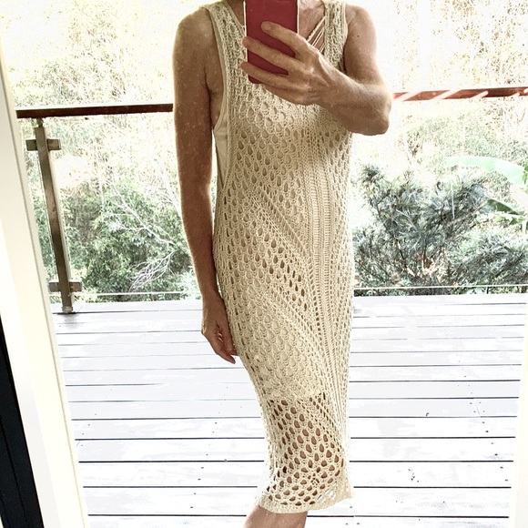 Vintage ICE crochet dress 70’s style SIZE M 🌸Fully lined - Picture 3 of 9